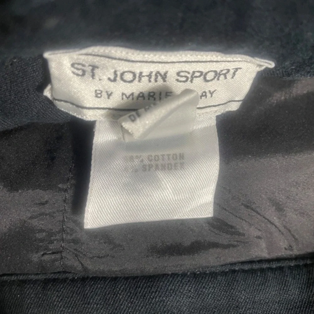 St John Sport 6 Cotton Spandex Straight Black Pants Gold‎ Accents Pockets